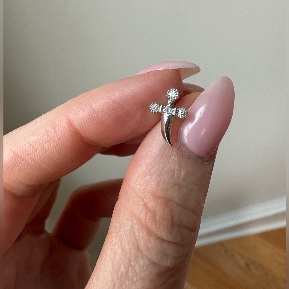 MARIA TASH Diamond Dagger Threaded Stud Earring White Gold